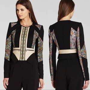BCBGMAXAZRIA Neil Print Block Moto Jacket